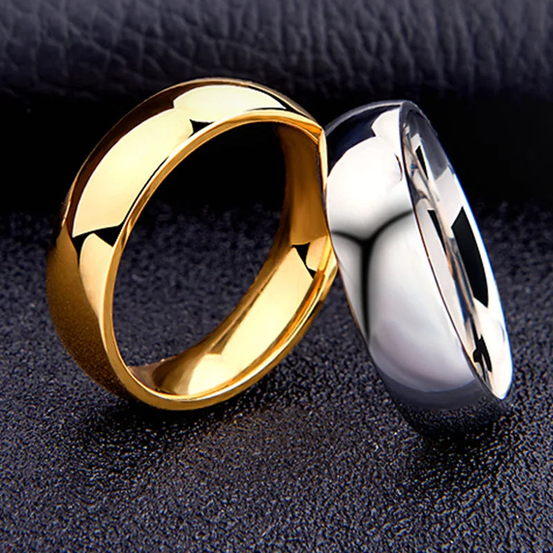 Maxy Simple 6mm Titanium Ring Women Men Prevent Allergy High Polished Wedding Rings Stainless Steel Couple Finger Jewelry Gifts