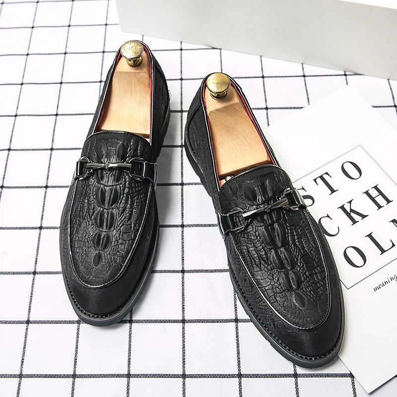 Amay Luxurious Designer Italian Wedding Casual Business Crocodile Leather Suit Luxury Formal Mens Dress Loafers Oxfords Shoes for Men
