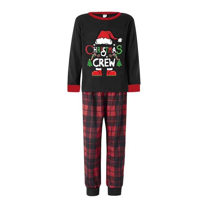 Maxy Christmas Family Pajama Set Xmas Pjs Cute Printed Top + Plaid Pants, Festive Matching Sleepwear for the Whole Family