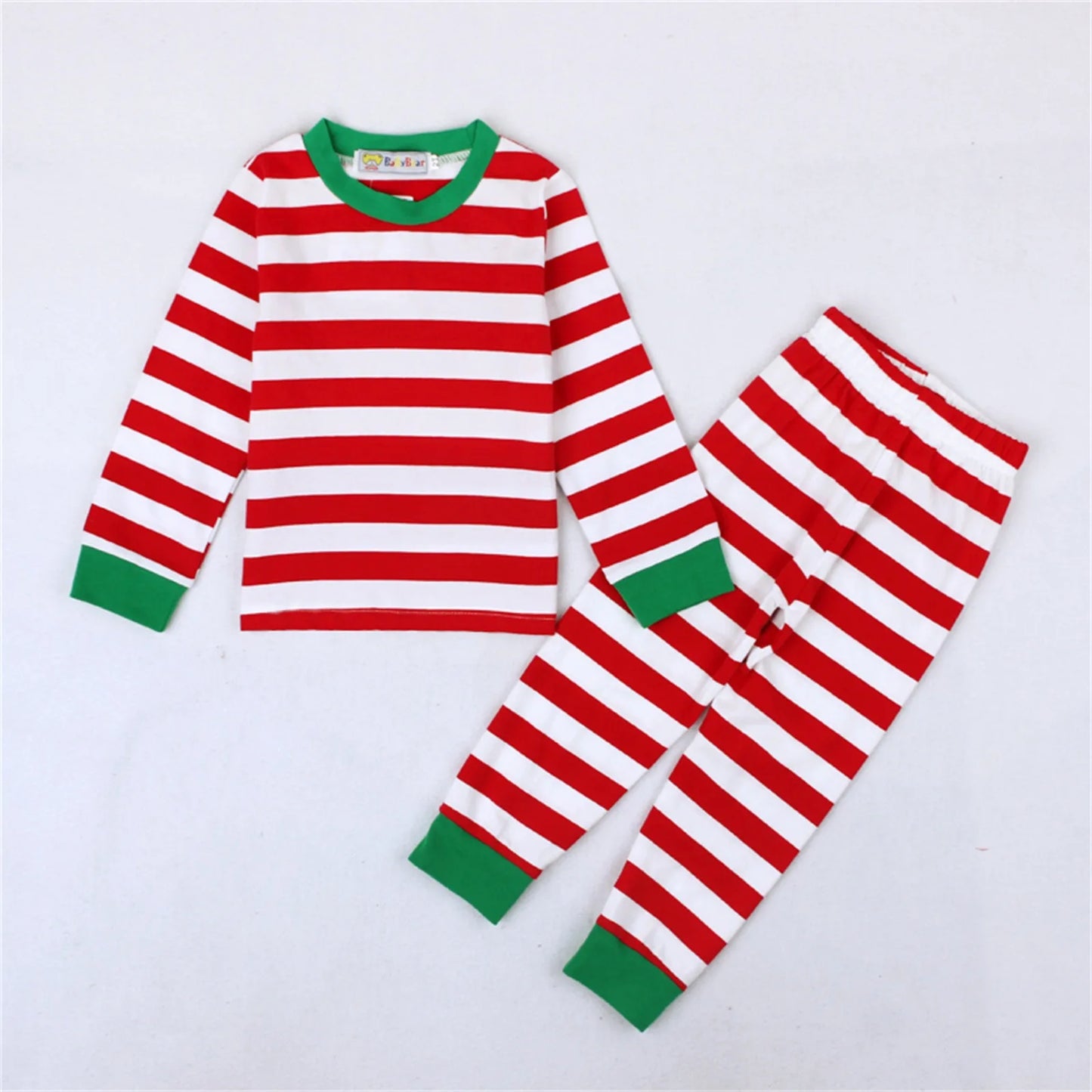 Max Baby Boy Clothes Christmas Family Matching Outfits Red Green Full Sleeve Striped Pant Children Pajama Kids Family Clothing Sets