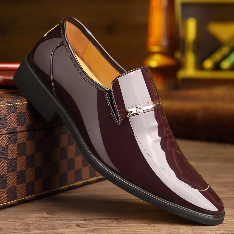 Amay Hot Salemen Dress Italian Leather Shoes Slip On Fashion Men Leather Moccasin Formal Male Shoes Pointed Toe Shoes For Men