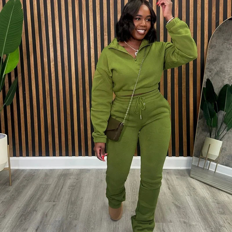 Maxy Solid Casual Tracksuits Set Women Two Piece Set Sporty Long Sleeve Sweatshirt Top and Sweatpants Joggers Workout Sweatsuits