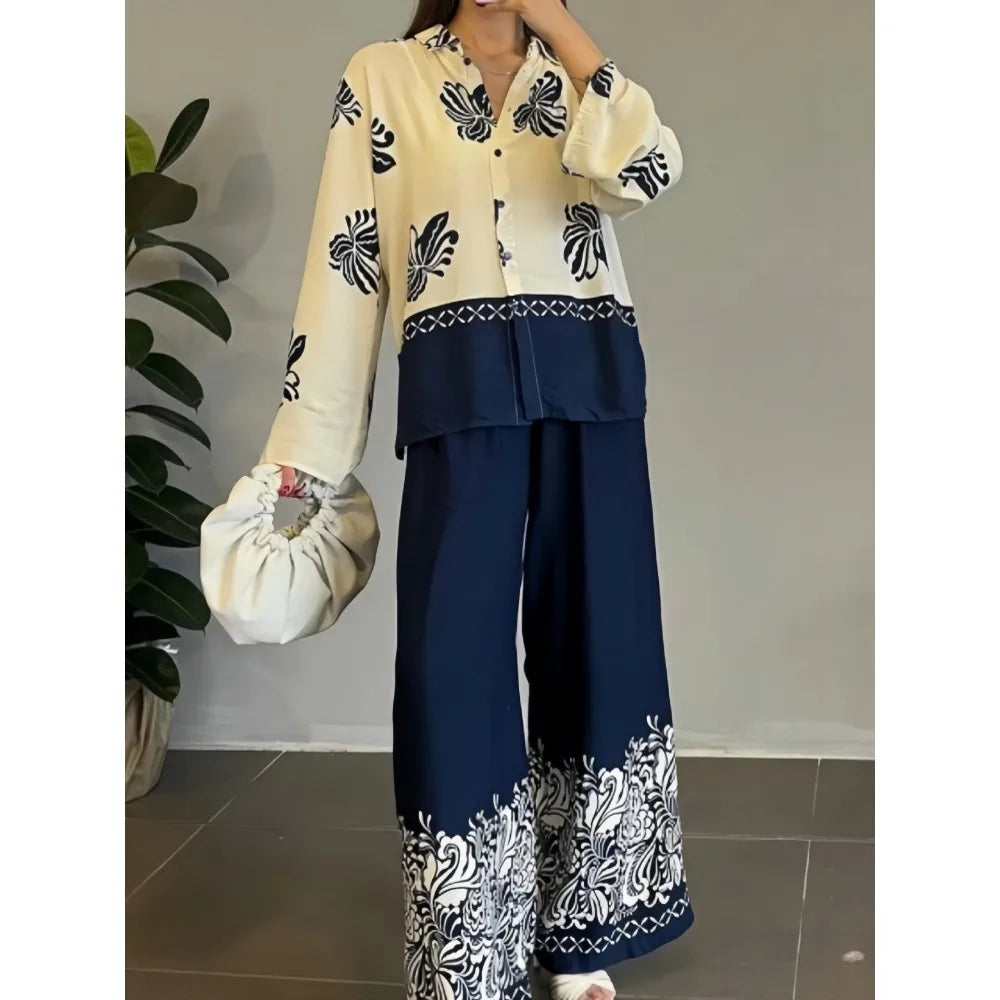 Maxy 2 Piece Women Set Dashiki African Clothes Summer Autumn New Fashion Long Sleeve Top And Pants Suit Party Lady Matching Sets