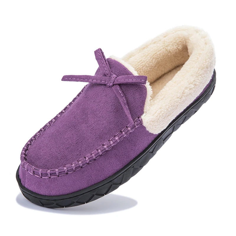 Women Loafers Shoes Warm Moccasins Flat Shoes 2024 Fashion Winter Warm Faux Fur Flock Loafers Ladies Slip On Shallow Boat Shoes