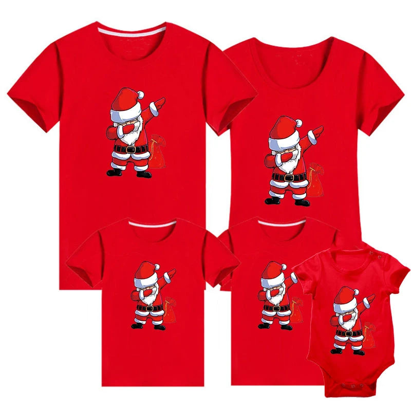 Maxy 2024 Christmas Daddy Mommy Baby Merry Family Look Casual Family Tshirt Christmas Deer Matching Family Outfits Baby Romper Cotton