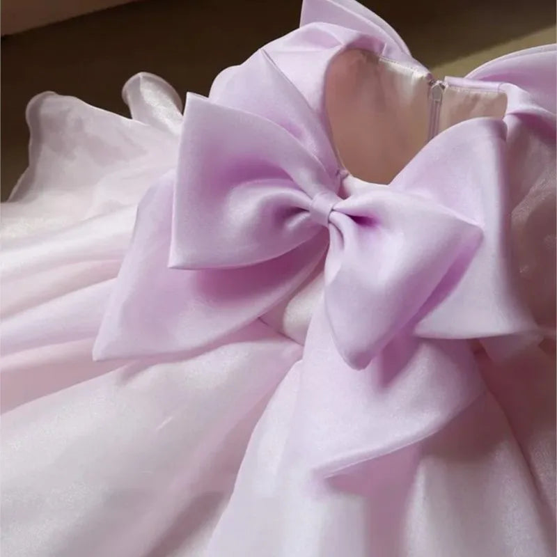 Maxy Baby Girl Princess Big Bow Dress Sleeveless Infant Toddler Teens Child Tulle Vestido Birthday Party Wedding Baby Clothes 1-14Y
