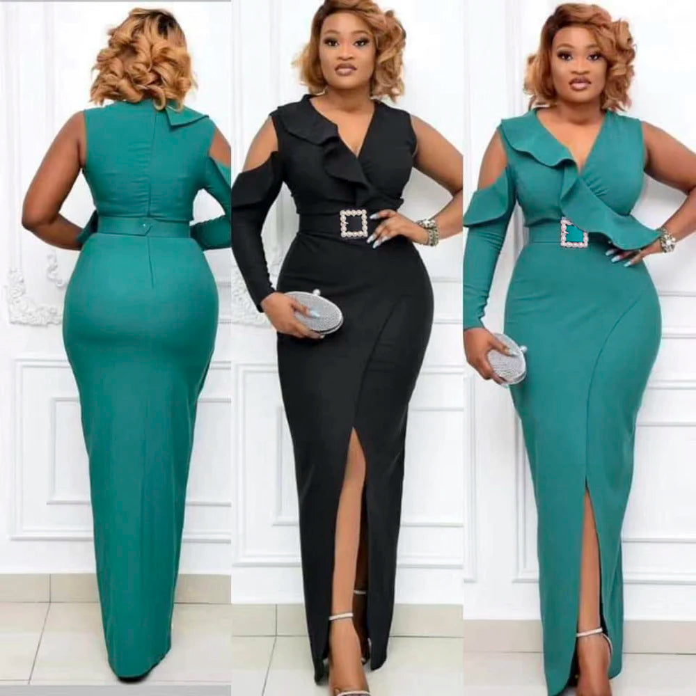 Maxy Elegant Dresses for Women Sleeveless V-Neck Bodycon Wedding Party Dress Fashion Sexy Long Maxy Plus Size Turkey Outfits