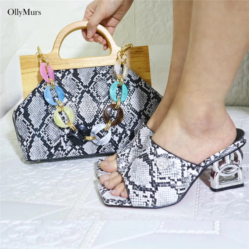 Maxy New Arrival Fashion High Heels 6.5CM Shoes and Bag Set for New Year Party Italian Style Classics Women Shoes and Bag Set