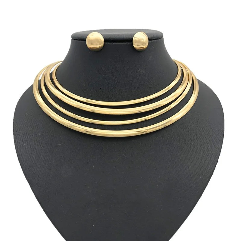 Wedding jewelry sets Women multi-layer metal collar party punk choker Women luxury necklace African jewelry dubai girl gift