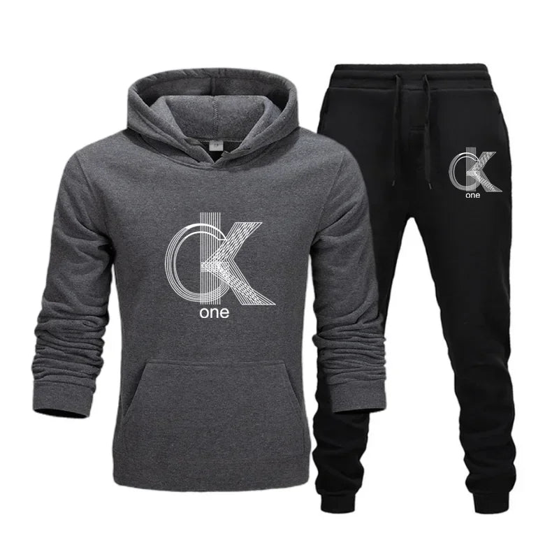 Maxy Men Women Tracksuit Hoodies Casual Solid Color Thick Pullover and Long Pant 2-piece Set Men Autumn Fleece Jogger Sports Suit Ne