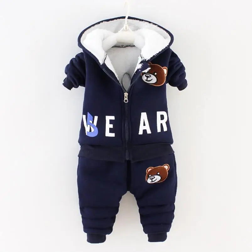 Maxy 2024 New Baby Boys Girls Christmas Cartoon Winter Hooded Plush Warm Vest Coat+Sweatshirt+Pants 3Pcs Infant Children Sports Suit