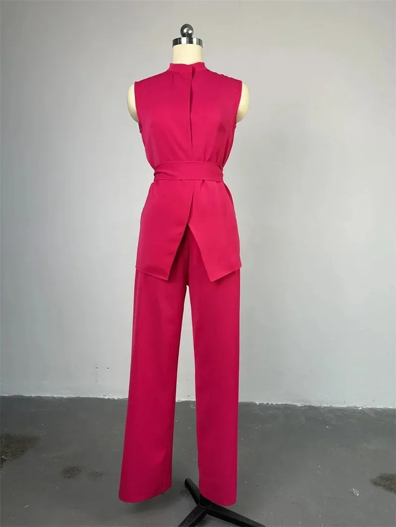 Maxy black Shirt Top & Cuffed Pants Set Women Wide Leg Pant Sets Two Piece Suit Loose O Neck High Waist Elegant Trousers Suits