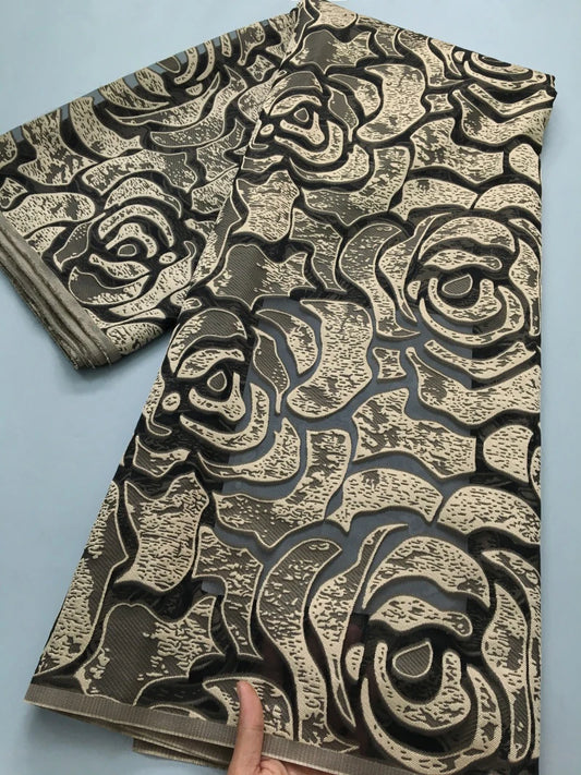 Maxy Brocade Jacquard Lace Fabric African Gilded Lace High Quality Damask Lace Fabric Luxury for Women Party Dresses Sew,2.5yards4224