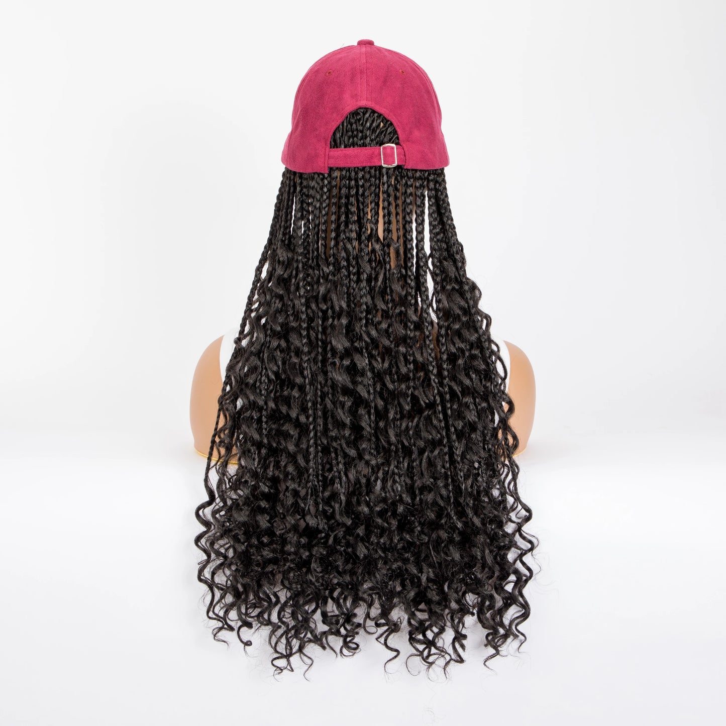 Maxy 20 Inch Black Long Synthetic Ombre Boho Box Braiding With Baseball Cap With Braids Hair Extensions Curly Wigs For Women