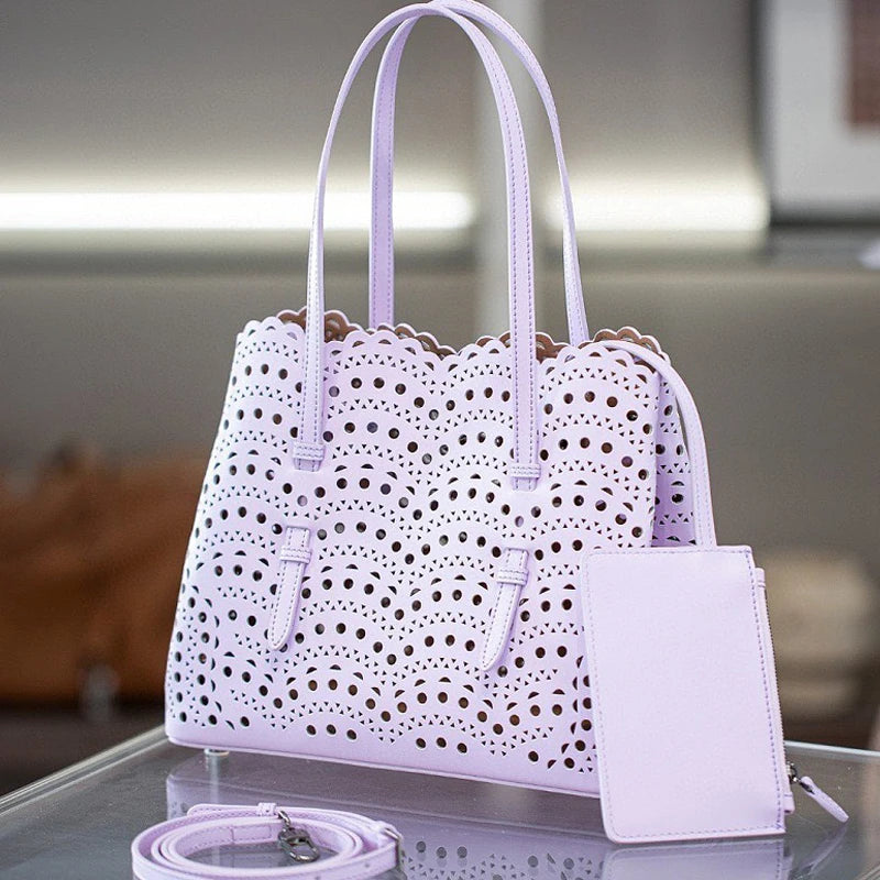 Maxy Custom Initials Genuine Leather Tote Bags For Women Luxury Designer Handbags Purses 2025 New In Cowhide Hollow Underarm Shoulder