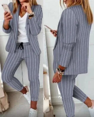 Maxy Spring Autumn Two Piece Sets Women Printted Elegant Blazer & Pants Set Outifits Fashion Tracksuits Casual Elegant Female Sets