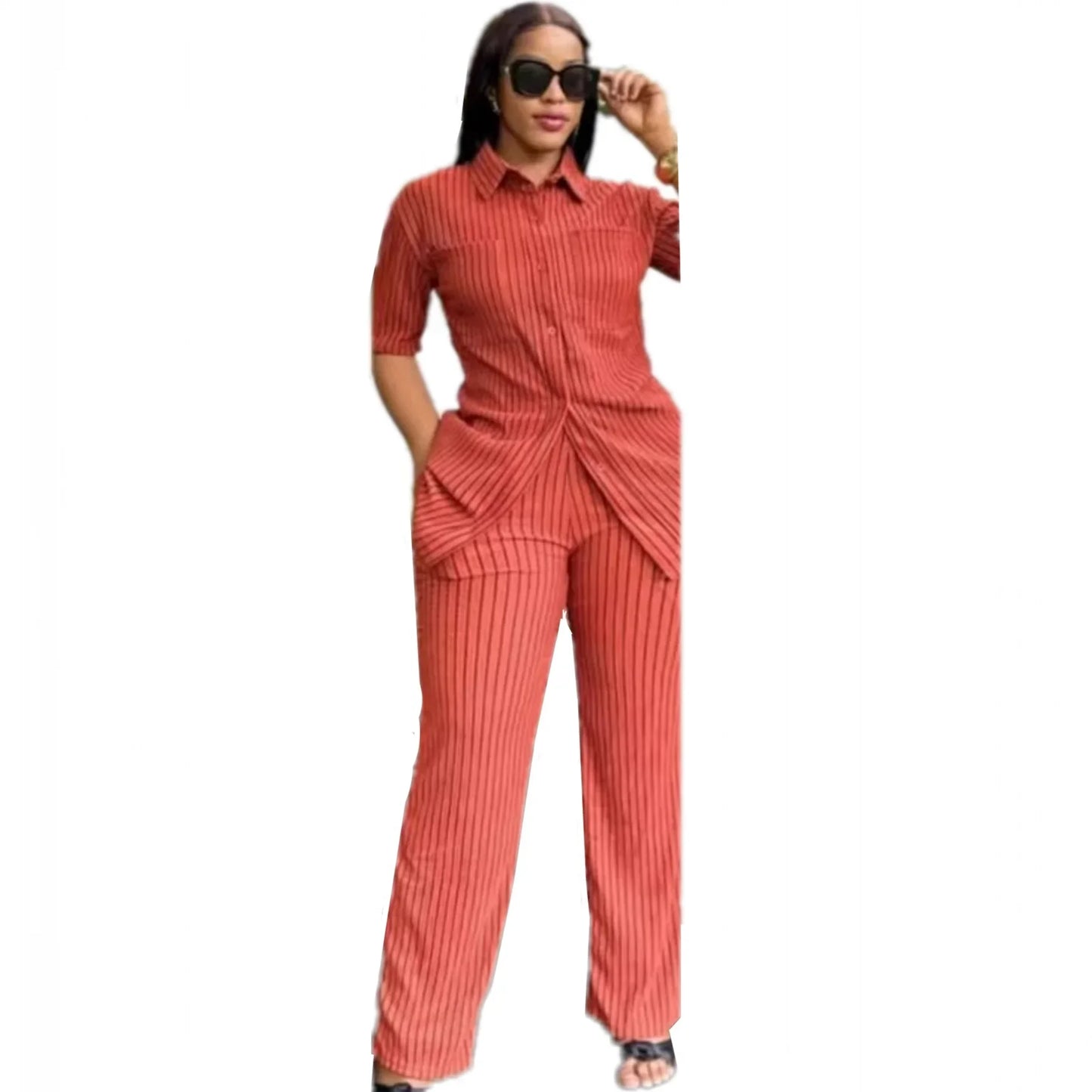 Maxy 2 Pieces Women's Sets Summer Spring Suit Shirt Blouse Tops And Pants Suits Two Piece Set Tracksuit Outfit