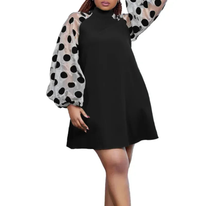 Maxy Summer African Dresses for Women Elegant Long Sleeve O-neck Polyester Party Bodycon Mini Dress African Clothing