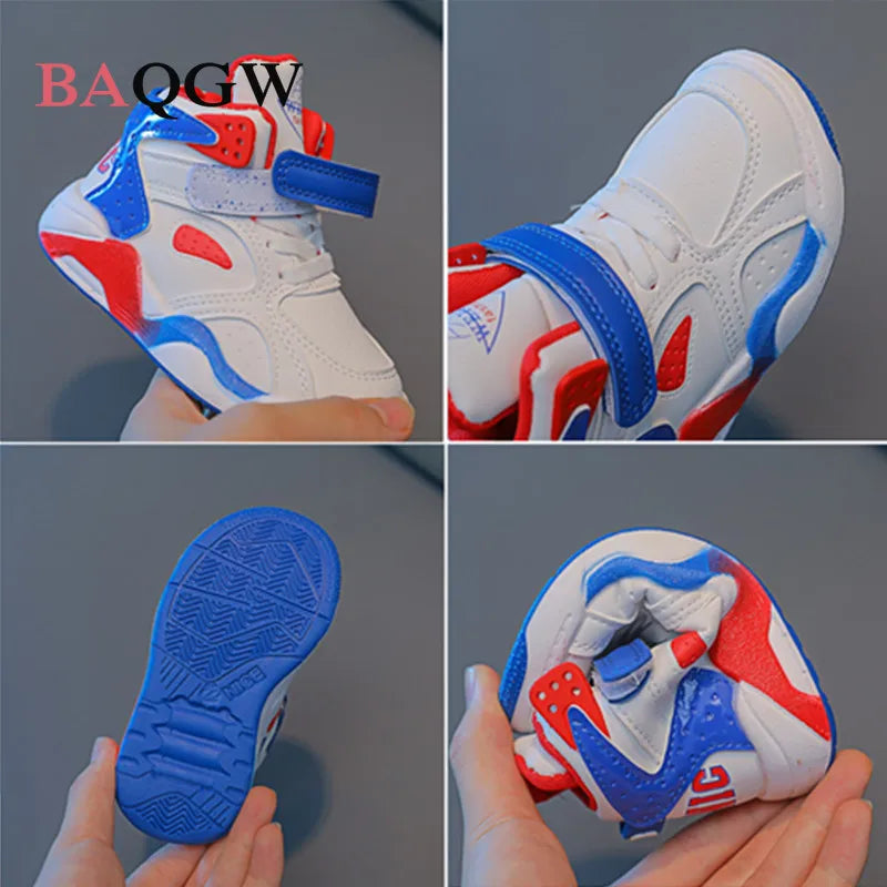 Babs Size 21-36 Children Basketball Shoes Girls Boys Hig-top Breathable Sport Shoe Kids Soft Bottom Running Sneakers Baby Toddlers