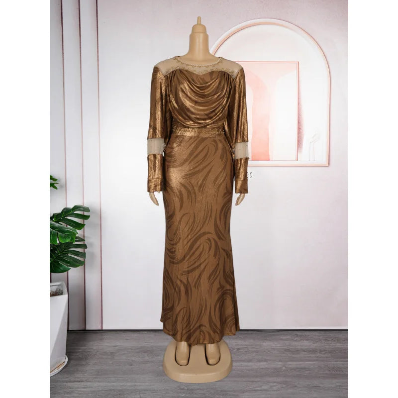 Maxy Party Dresses for Women New Fashion Dashiki Ankara Wedding Evening Gown Elegant Turkey Muslim Maxy Dress