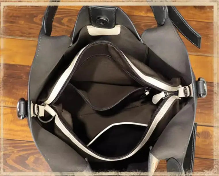 Maxy First Layer Cowhide Leather Women's Handbag Vintage Female Hand Drawn Tote Bag Large Capacity Shoulder Crossbody Bags