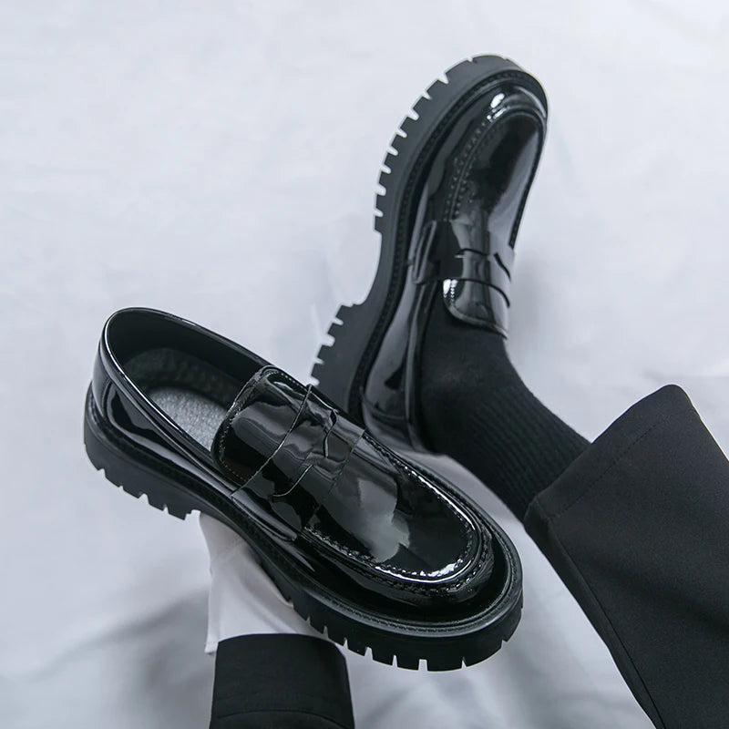 Visco Four Seasons Classic Men Formal Leather Shoes Men Casual Thick-soled Anti-slip Fashionable Loafers Wedding Banquet Shoes Men