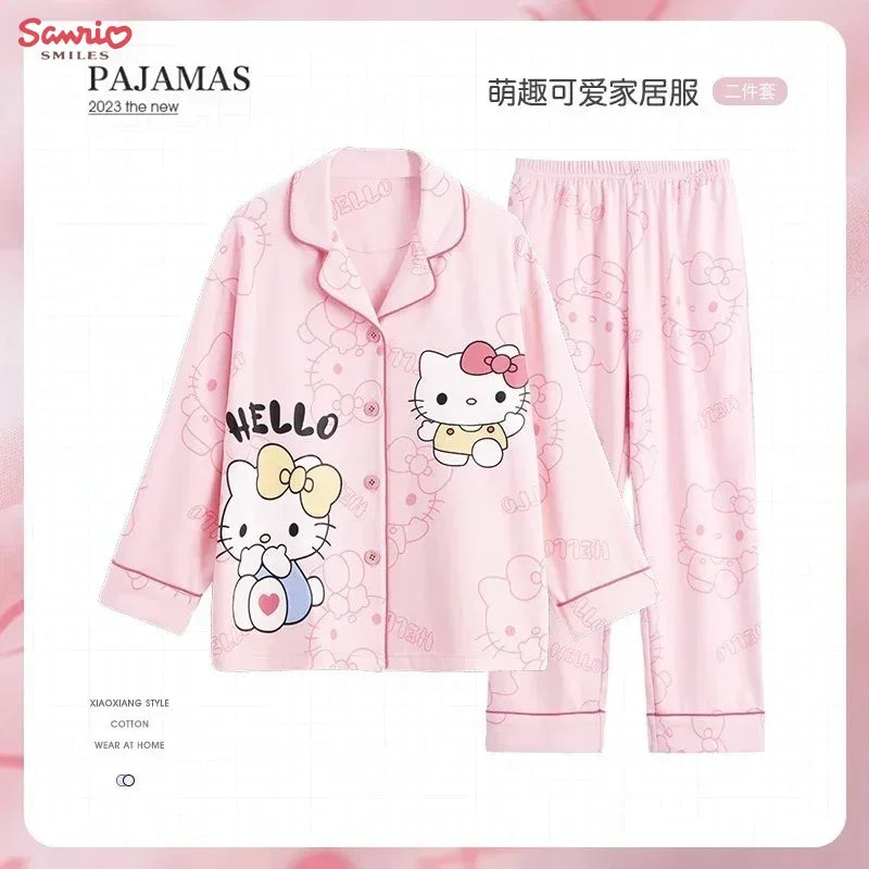 Maxy Sanrio Hello Kitty Kuromi Cinnamoroll My Melody Kids Pajamas Boys Toddlers Girl Fashion Clothes Cartoon Anime Clothing Sets