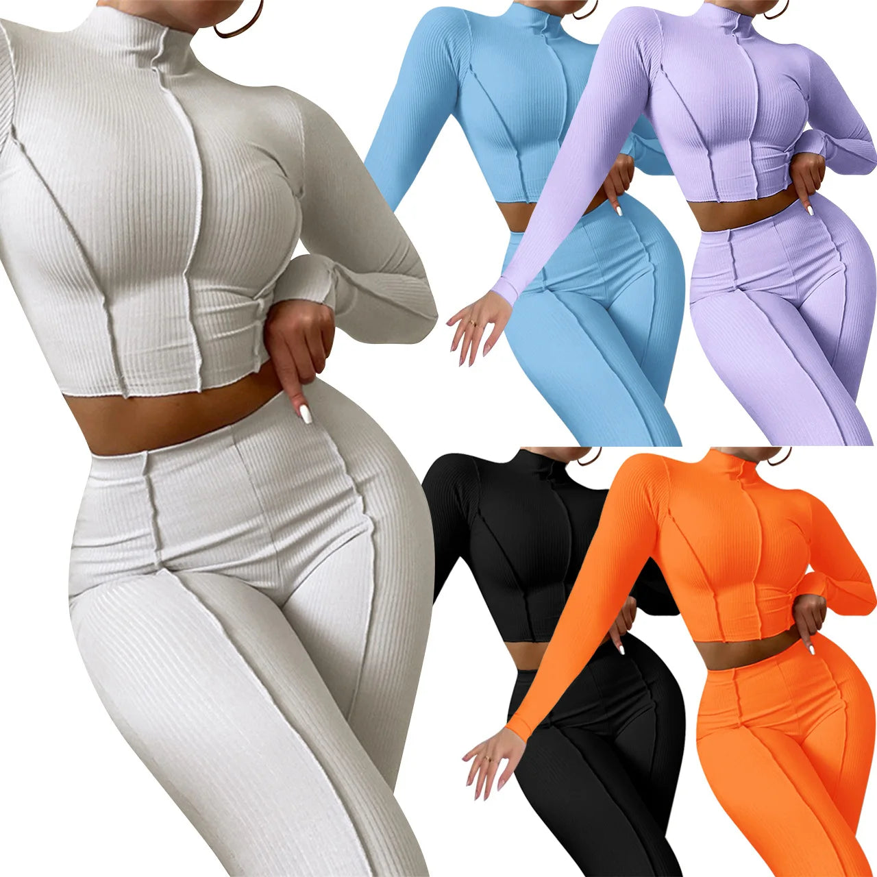 Maxy Fall Matching Set Women Two Piece Tracksuits 2pc Fitness Woman Yoga Tracksuit Set
