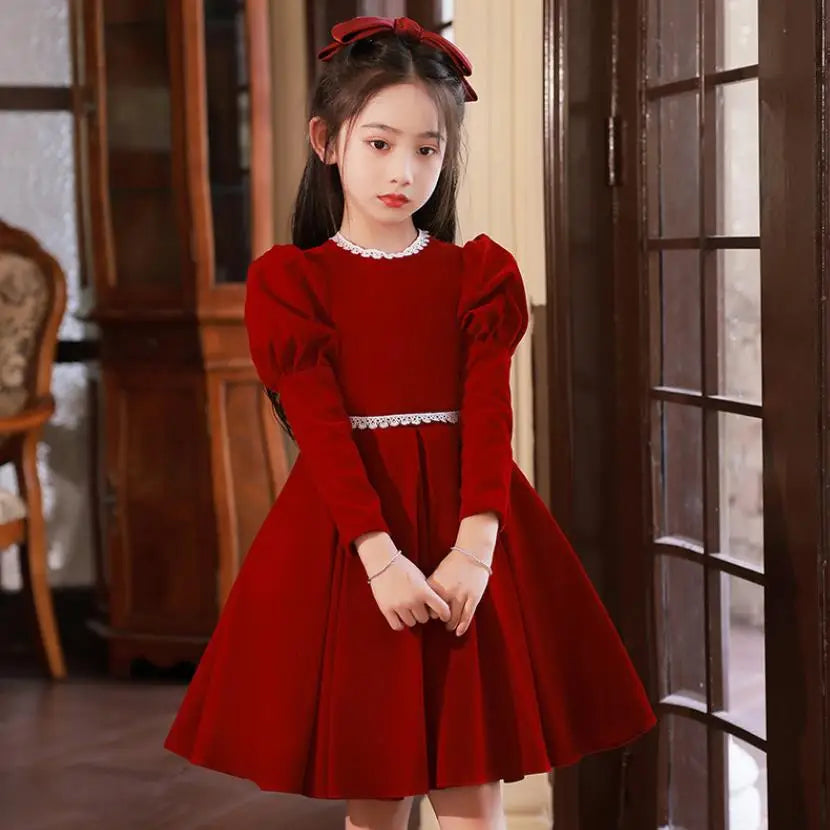 Maxy New Children's Evening Gown Spanish Vintage Girls Birthday Party Red Dresses