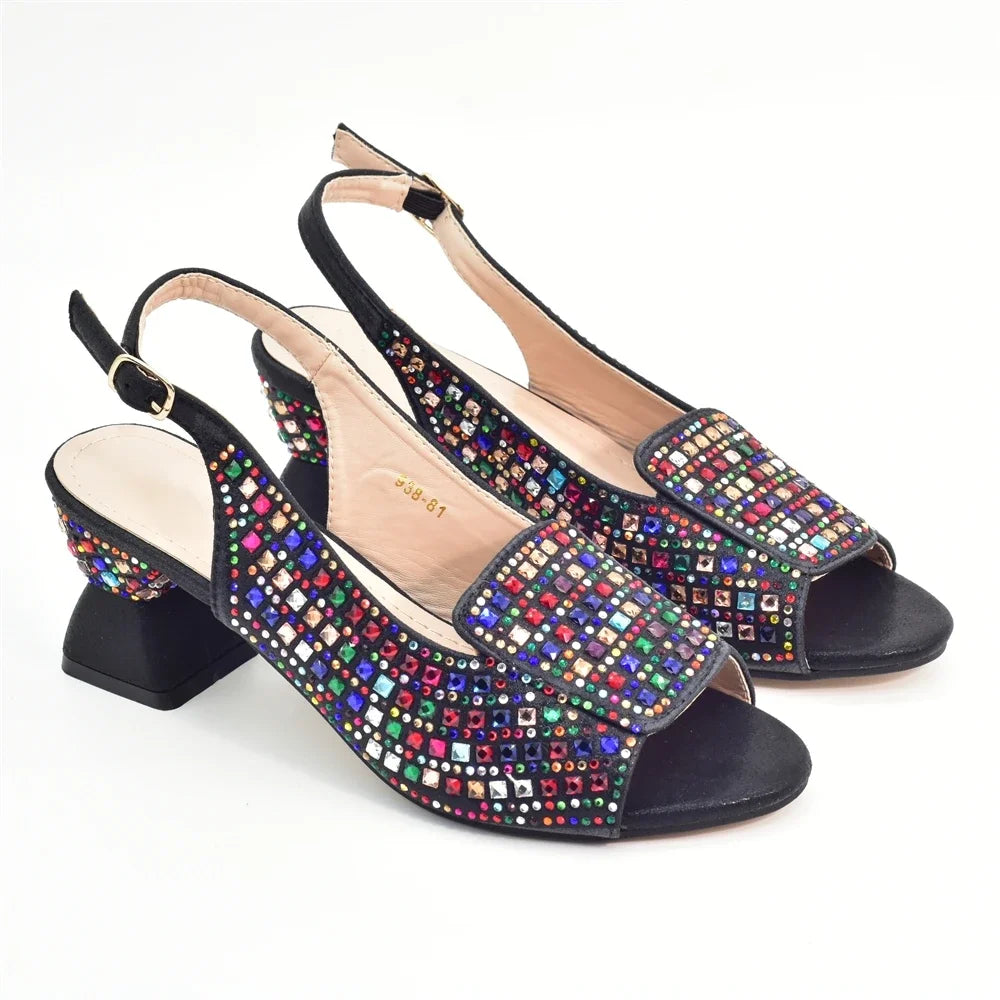 Max New Arrival Italian Design Elegant Evening Shoes and Bag Set African Crystal Comfortable Shoes and Bag Commuter Women's Shoes