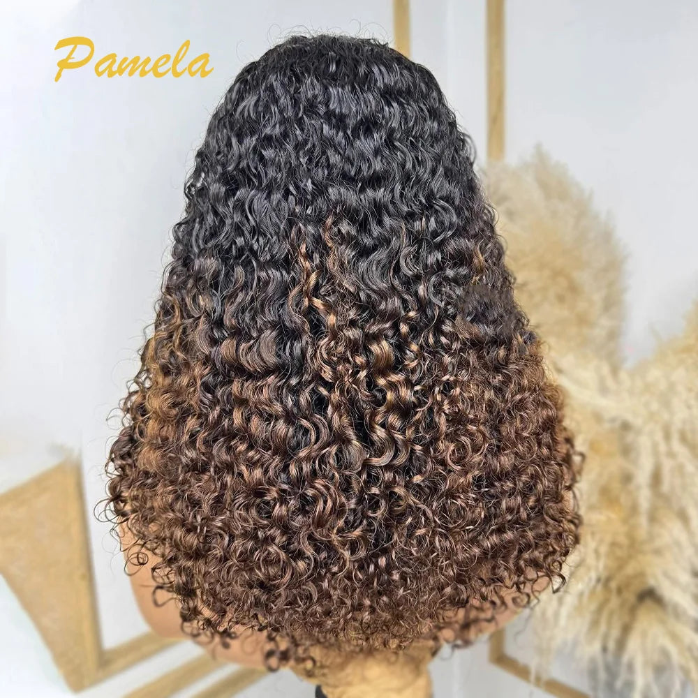 Maxy 250% High Density Blonde Glueless Short Curly Human Hair Wigs Princess Hair Ready To Wear 13x4 Lace Frontal Wigs Wear and Go