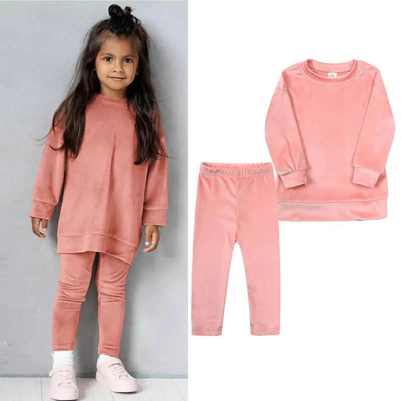 Maxy Spring Autumn Kids Velour Clothing Sets Girls Outfits Boys Sweatshirt Pants Tracksuit Suits Children Clothes