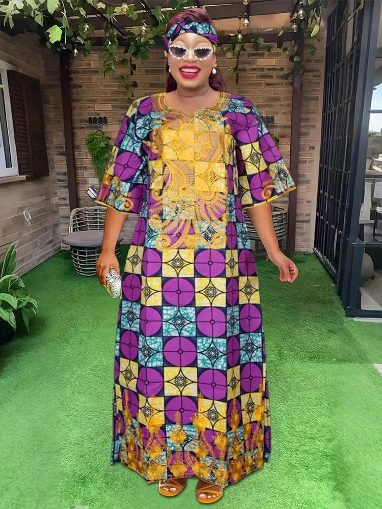 Maxy African Women Traditional Outfit Dashiki Wax Dresses Plus Size Embroidery Maxi Robe Party Evening Gown Turkey Africa Clothing