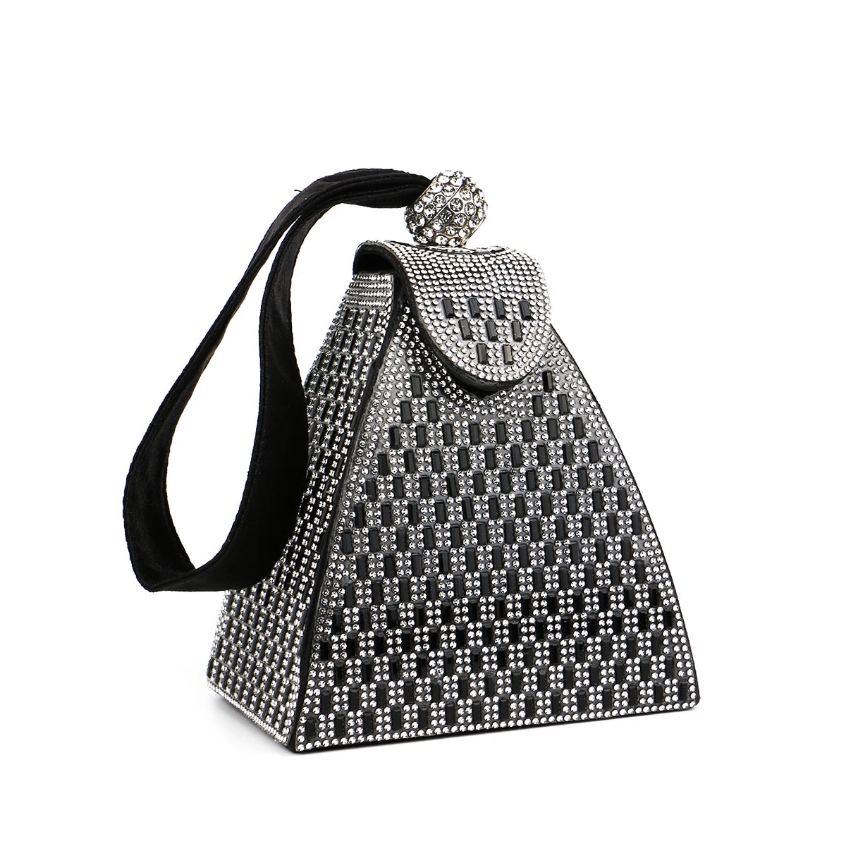 Maxy Fashion Lady Evening Bags Acrylic Day Clutch Triangle Design Diamonds Party Shoulder Handbags Banquet Purse
