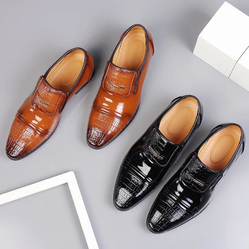 Visco Italian Leather Shoes for Men Luxury Business Oxford Breathable Patent Formal Plus Size Man Office Wedding Flats Male Black Mens