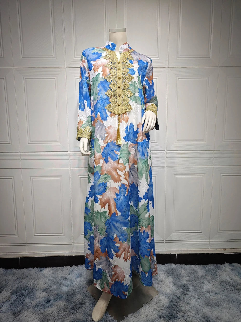 Maxy Double Layered Dress Foral Muslim Fashion Turkey Quality Women Dresses For Special Occasions Abaya Elegant Arabian Clothes