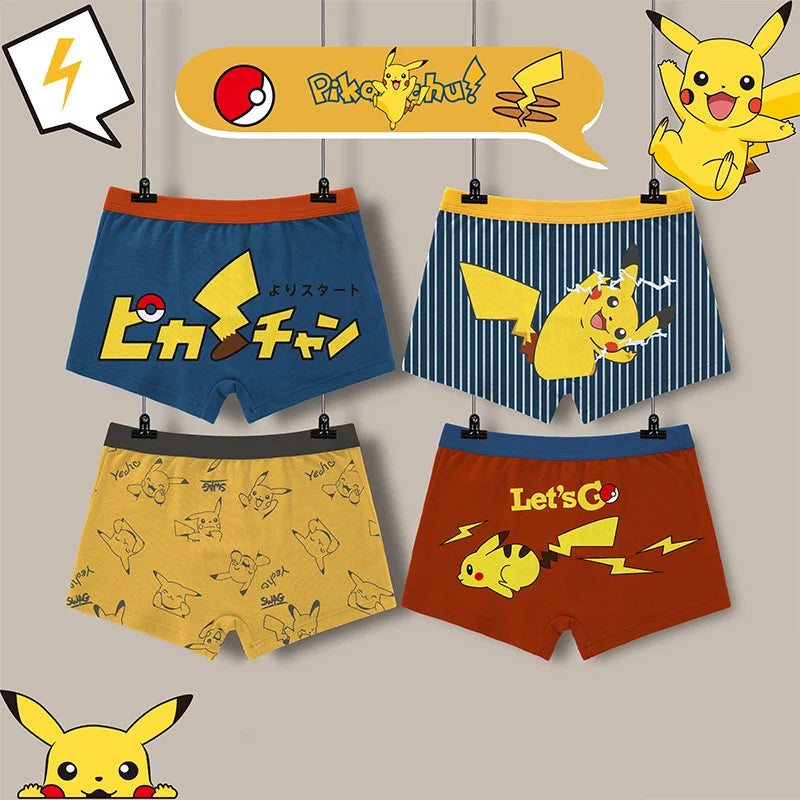 Maxy Pokémon Children's Boys Underwear Pure Cotton Boys Panties Underwear Pikachu Kids Soft Breathable Baby Briefs Underpants