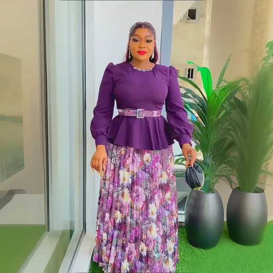 Amay Clothes for Women 2 PCS Sets Tops and Skirts Suits Dashiki Ankara Outfit Robes Plus Size Wedding Party Dresses