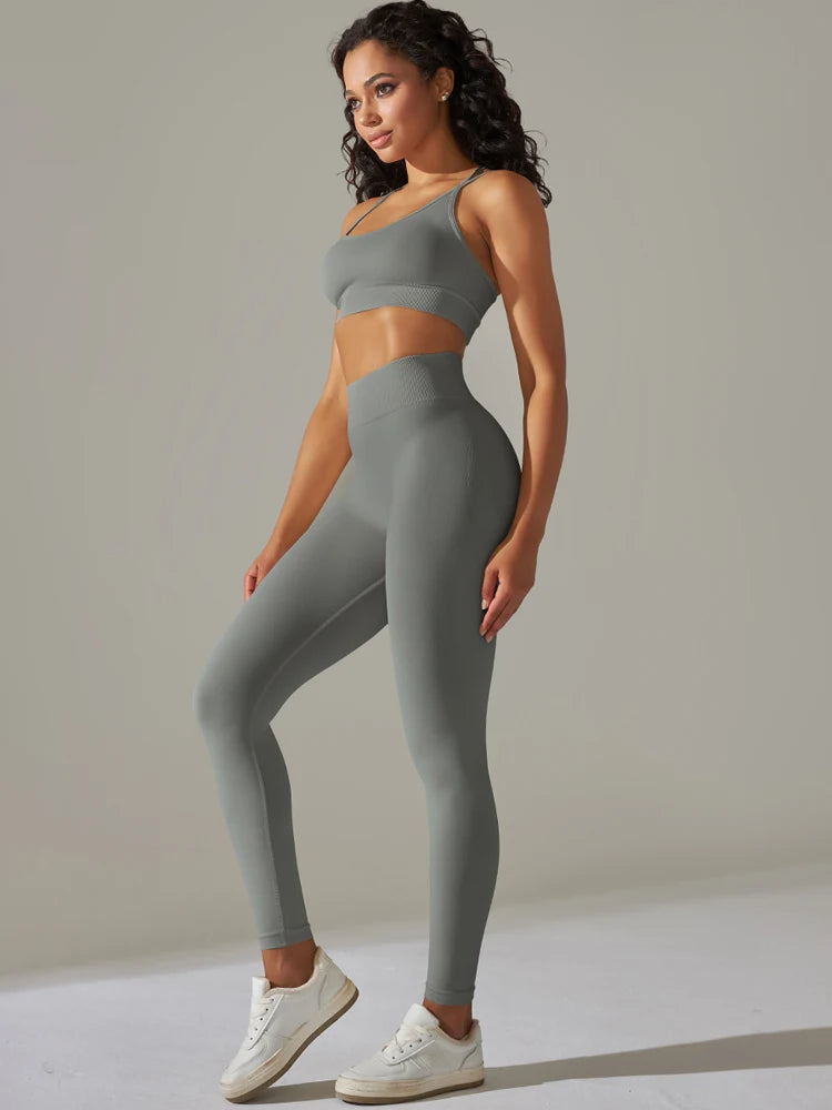 Maxy 2 Pcs Women Yoga Set Sexy Seamless Sports Set Gym Fitness Bra Set Hip Push Up Leggings Set Workout Clothing Sportswear Tracksuit