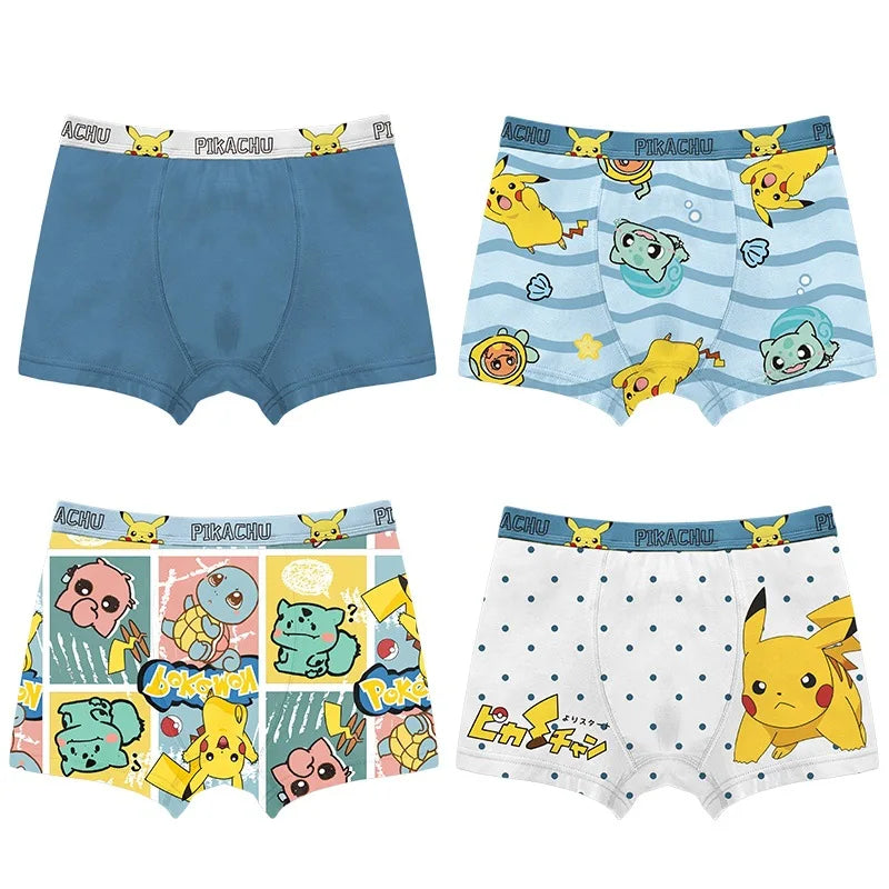 Maxy Pokémon Children's Boys Underwear Pure Cotton Boys Panties Underwear Pikachu Kids Soft Breathable Baby Briefs Underpants