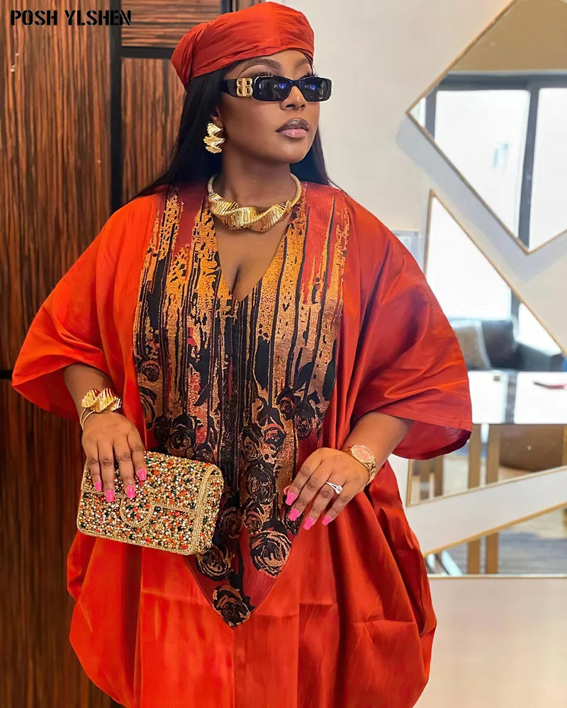 Maxy Plus Size African Long Dresses for Women Traditional Nigeria Print Patchwork Caftan Dress Abaya Musulman Robe Femme Clothes