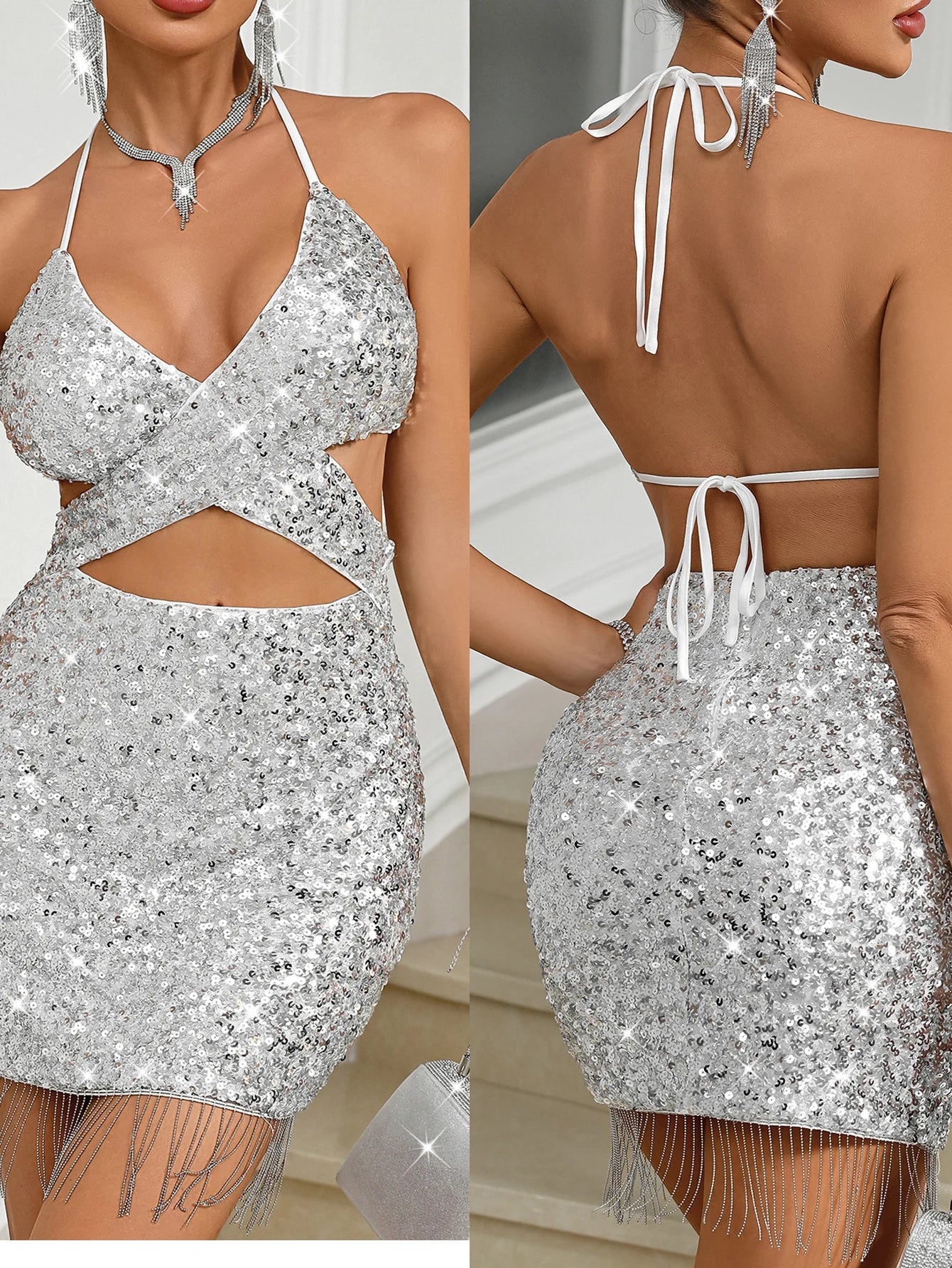 Maxy Sexy Irregular Women's Dresses Halter Club Elegant Party Short Summer Dress Woman Clothing Bodycon Evening Prom Dress X98