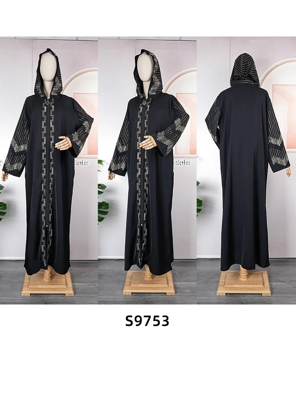 Maxy African Dresses for Women Autumn Fashion African Long Sleeve V-neck Black Long Dress African Clothing