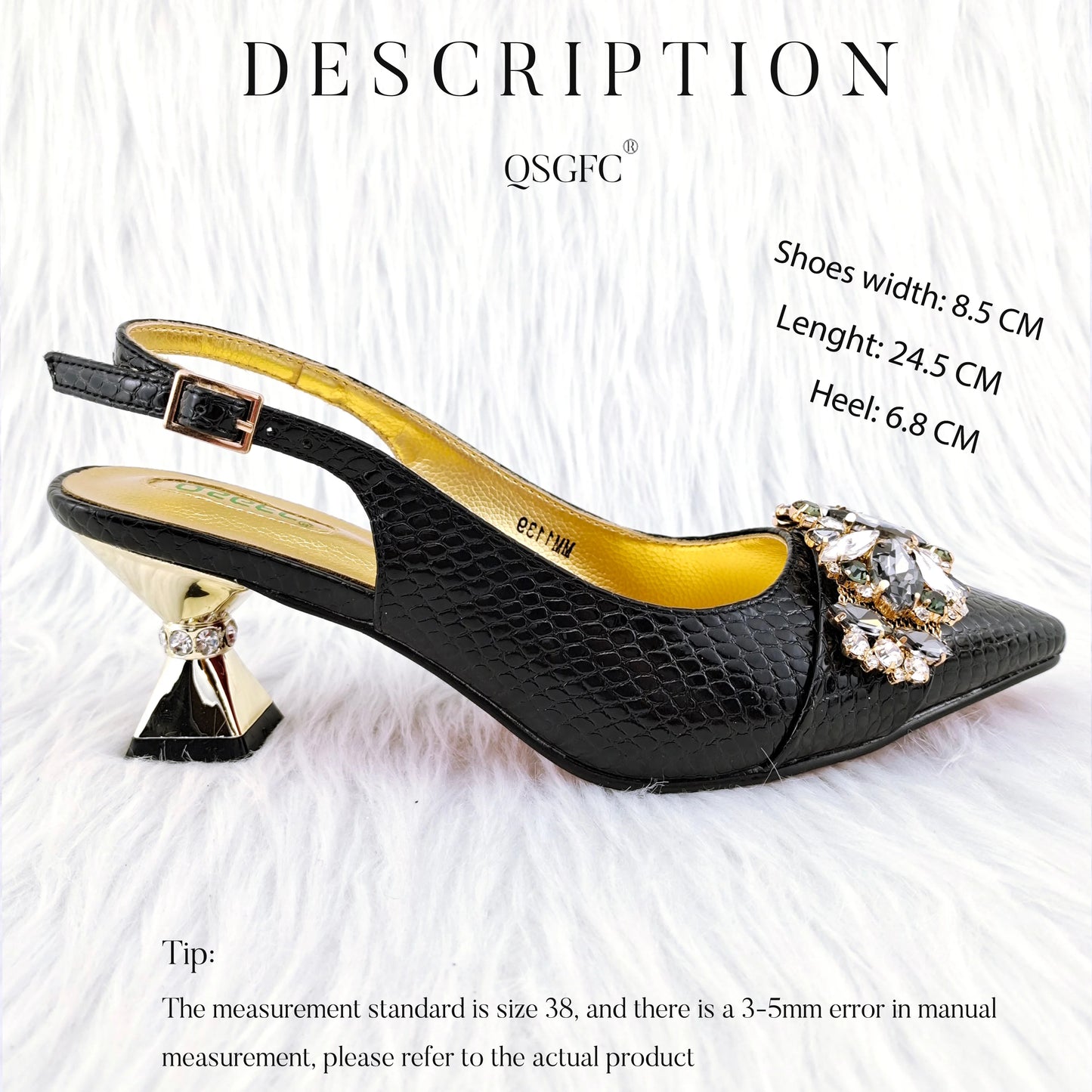 Maxy Design Embossed Varnish Style Big Diamond Decoration Classic Noble Women Shoes and Bag Set