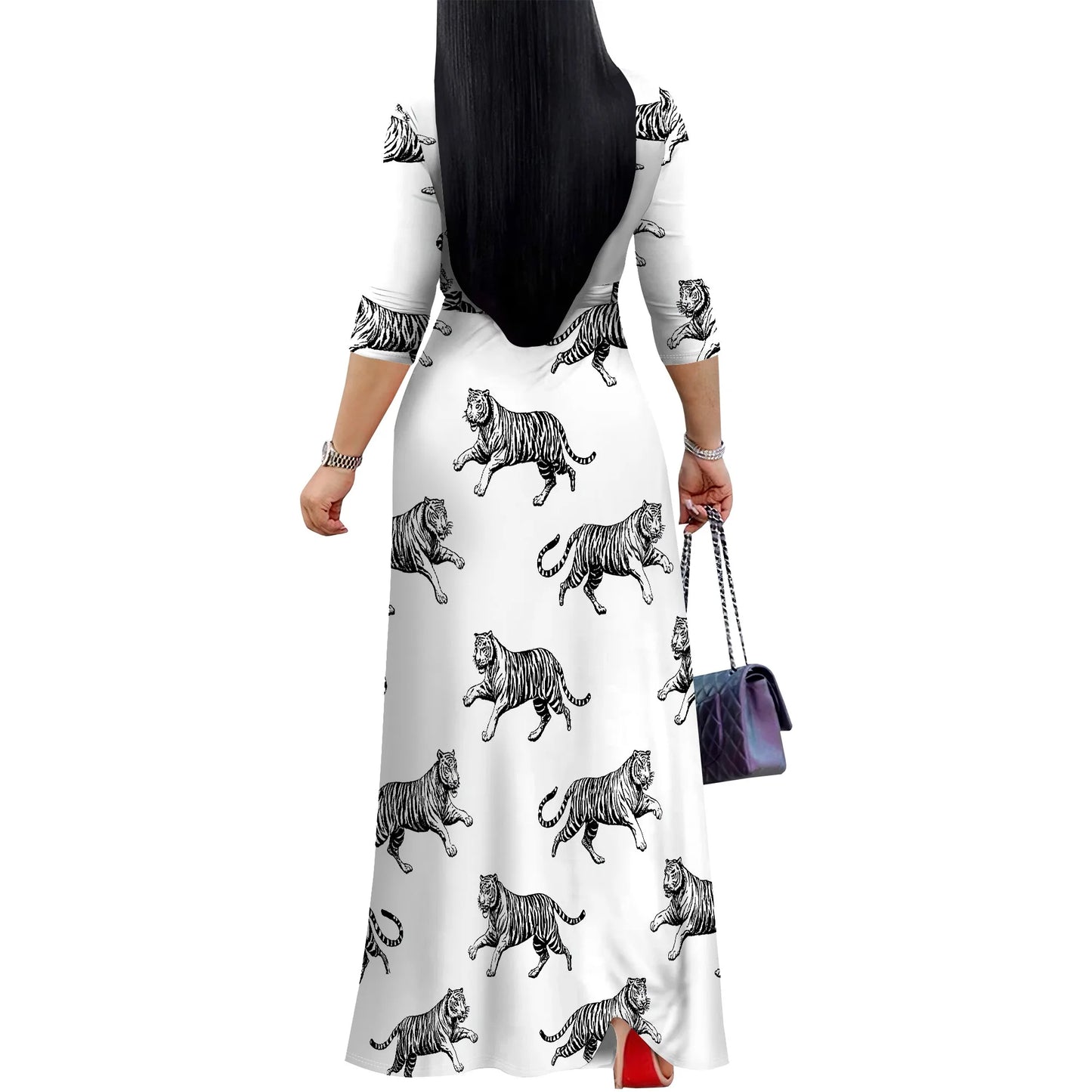 Maxy Bold Tiger Print Maxy Dress for Women S-3XL - Fierce Animal Pattern Dress, Perfect for Casual Wear