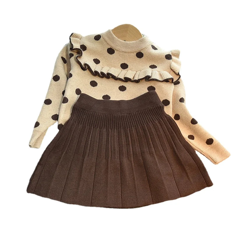 Maxy Girls Sweater Sets Winter Autumn Knitted Sweater Top Skirt Toddler Girl Clothes Children's Clothing Girl Warm Kids Clothes Suits