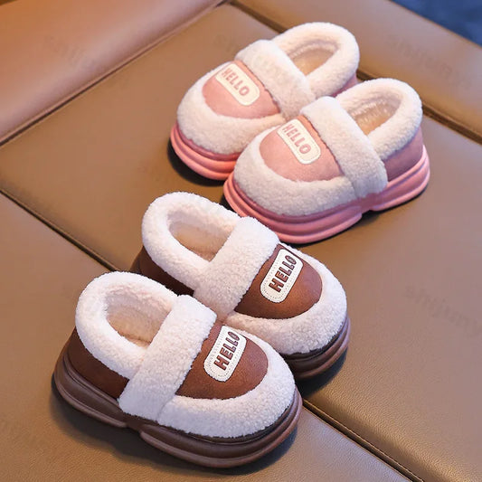 Maxy Toddler Plush Cotton Shoes Warm Kids Winter New Casual Furry Shoes Girl Boy Anti-slip Soft Sole Kids Snow Shoes Fashion Sneakers