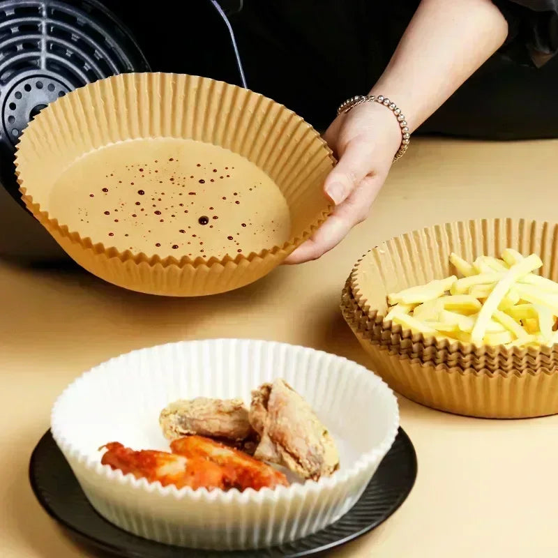 Maxy 23CM Air Fryer Disposable Baking Paper Liner Non-Stick Mat Steamer Square Round Parchment for Microwave Oven Kitchen Cookers