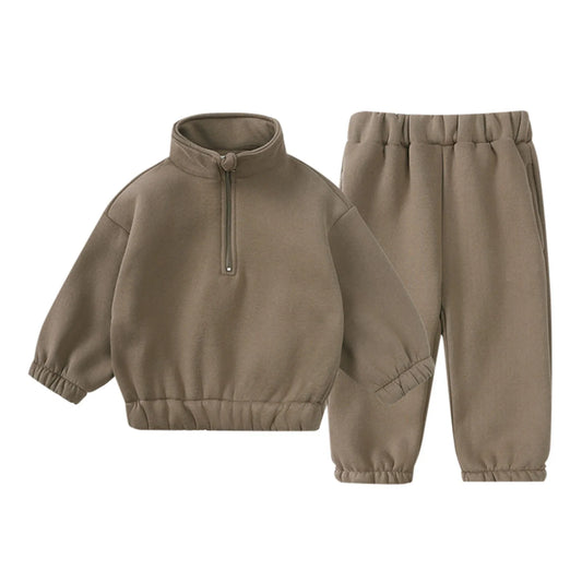 Maxy Children Kids Outfits Autumn Suits Solid Color Cotton Pants Long Sleeve Sweatshirt Clothes For Toddler Boys Girls Tracksuit Set