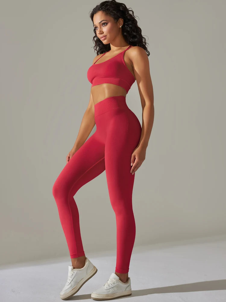 Maxy 2 Pcs Women Yoga Set Sexy Seamless Sports Set Gym Fitness Bra Set Hip Push Up Leggings Set Workout Clothing Sportswear Tracksuit